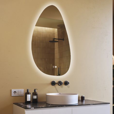 Espejo de baño LED Artforma, 64x104, Interruptor táctil, Antivaho , LED Dual, Espejo Irregular (1/5)