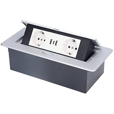Prise électrique Up au Sol, Prise électrique pour Comptoir de Cuisine, Prises étanches avec 2 Prises 2 Ports de USB, Prise Encastrée pour Comptoir de Cuisine (1/5)