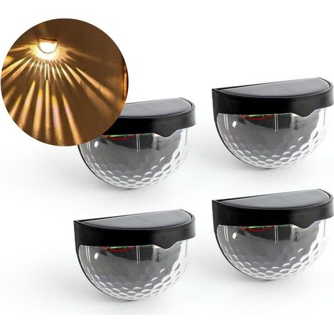 Lot de 4 lampes solaires LED pour jardin extérieur, applique murale solaire en forme de coquillage, noir étanche (1/5)