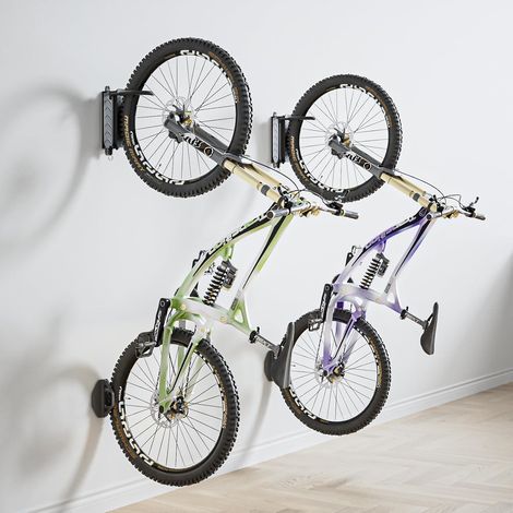 Support mural vélo vertical, porte-vélos 32 kg capacité de charge pivotant, avec design fixe/paroi acoustique murale, pour garage, vélo léger, VTT, vélo de route, vélo d'enfant (1/5)
