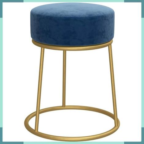 Tabouret - 340254 - Bleu velours et doré - Velours (100% polyester) et métal - 30 x 38 cm (1/4)