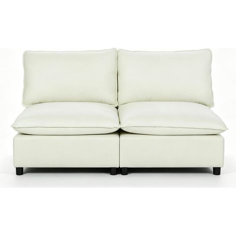 Divano moderno 2 posti 146 cm senza braccioli, color crema, con cuscini spessi (1/5)