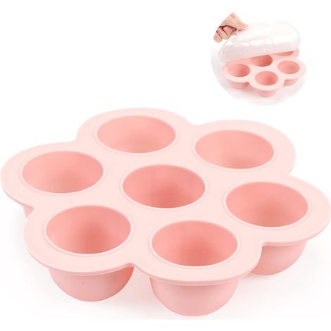 Bac à glaçons bébé en silicone, moule purée congélation, résistant chaleur extrême, four et micro-ondes, sans BPA, lot de glaçons rose (1/5)