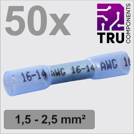 TRU COMPONENTS TC-12888404 Stoßverbinder mit Schrumpfschlauch 1.5 mm² 2.5 mm² Vollisoliert Blau 50 S