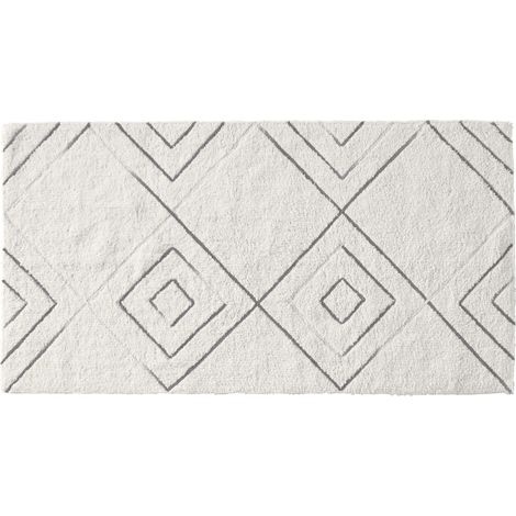 Tapis de bain à losanges en coton tufté 60x120cm (1/3)