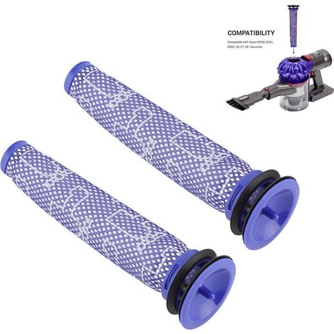 Paquete de 2 filtros premotor lavables para aspiradoras de mano Dyson V6, V7, V8, DC62, DC61, DC58, DC59 y DC74. (1/4)