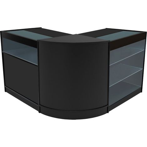 Comptoirs de Vente en MDF Noir à LED Blancs Ensemble Triton CM60 K900 B900 3 Unités de Rangement Étagères Internes Portes Coulissantes Verouillables Réception Bureau Vêtements Bijoux [Clés INCLUS] (1/5)