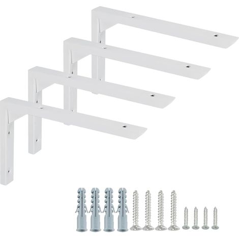 4 Pièces Equerre Etagere Murale Blanche Robustes de 20 CM, Blanc (1/5)