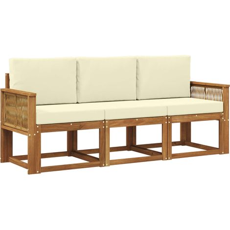Outdoor Sofa Set 3 pcs Natural and Cream Polyester vidaXL (1/5)