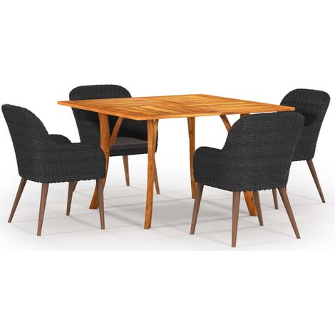 Juego de comedor para jardín 5 piezas negro vidaXL (1/5)