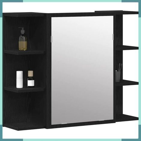 Armoire à miroir - 862498 - Chêne noir - 80 x 20,5 x 64 cm - Bois d'ingénierie (1/5)
