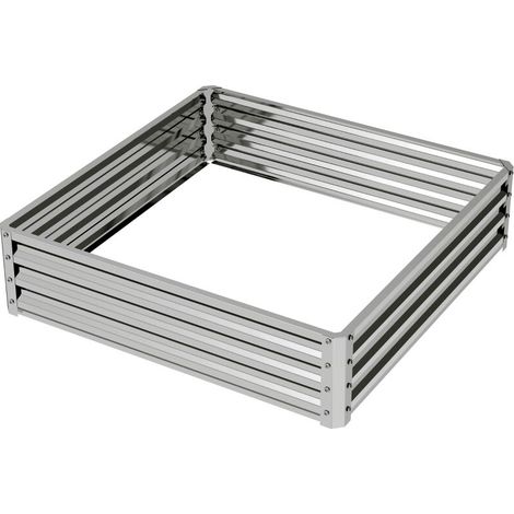 Jardinière surélevée, bac à fleurs, potager, jardinière à herbes aromatiques pour jardin, terrasse, balcon, acier, argenté, 120 x 120 x 30 cm
