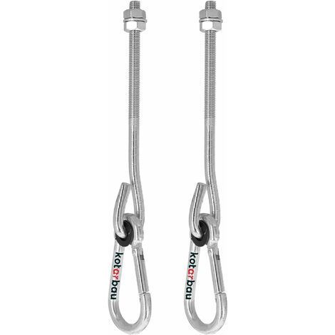 Lot de 2 crochets de balançoire M10 – Acier galvanisé – Longueur 270 mm – Charge maximale 200 kg – Pour hamacs et équipements suspendus-NANOTEH (1/5)