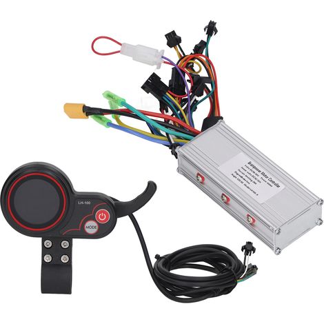 Contrôleur pour vélo/scooter électrique 48V/60V avec accélérateur rond coloré au pouce et écran LCD LH100 pour moteurs 500W (1/5)