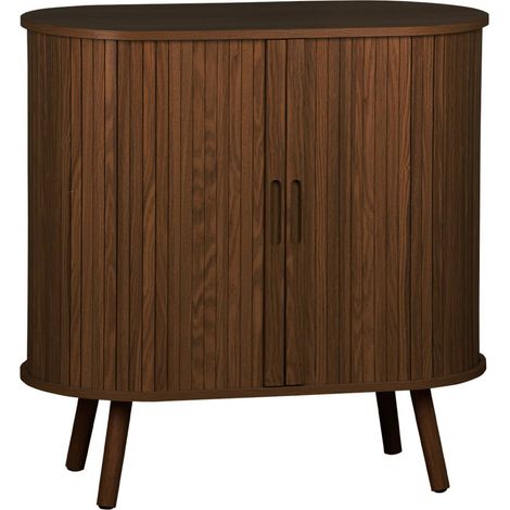 sweeek - Sideboard mit Schiebetüren und Regal, gerillter Holzoptik B 80cm