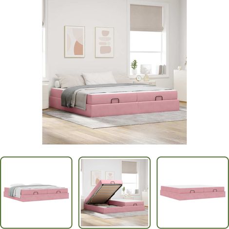 vidaXL Hochdichte Schaummatratze - Bettgestell mit Matratze mit Matratze 2 pcs Rosa Samt (1/5)