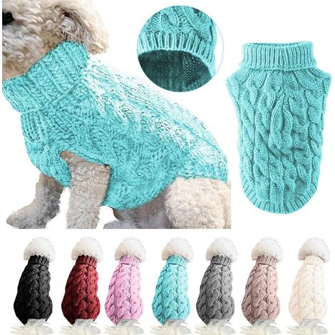 1 Pull Chien Col Roulé Laine Tricotée Hiver Chaud Élastique Petit Moyen Grand Animal Domestique (1/5)