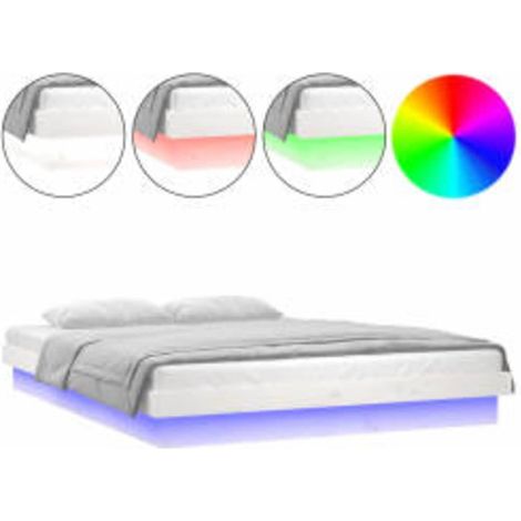 Maison Exclusive - Massivholzbett mit LED-Beleuchtung Weiß 140x20 (1/5)