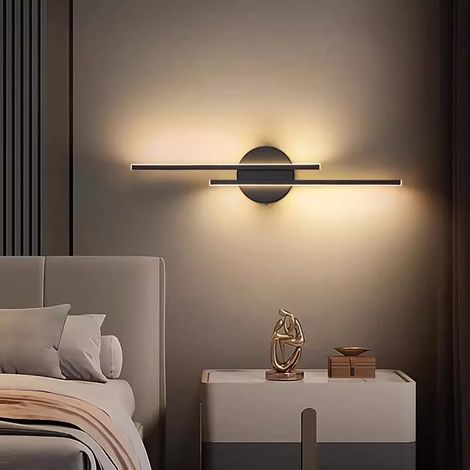 Applique murale LED d'ambiance, applique décorative pour couloir ou salon, applique pour entrée d'hôtel, noire, 45 cm, trois couleurs, intensité variable (1/5)