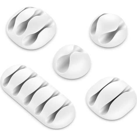 CCYKXABUREAU Ensemble de 5 supports de câbles blancs pour voiture - Outil d'organisation et de gestion des câbles (1/4)