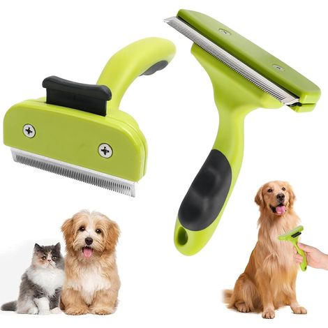 2 Pièces Brosse Inférieure pour Chat, Peigner Les Chats Et Les Chiens, Peigne pour Animaux De Compagnie avec Poignée, Brosse Chien Poil Court
