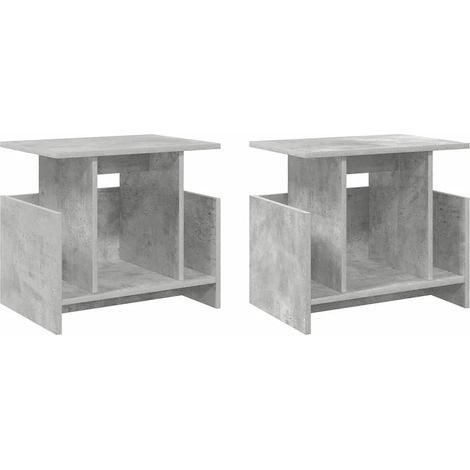 Lot de 2 meubles TV rectangulaires modernes avec rangement 50 x 35 x 45 cm en bois d'ingénierie gris béton (1/5)