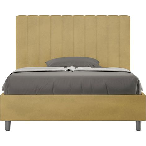 Letto 1 Piazza e Mezzo 120x190 cm con Rete e Contenitore Agueda Ocra (1/5)