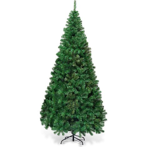 COSTWAY Árbol de Navidad Artificial 2,4M con Base Metálica Material PVC Hogar Abeto Verde (1/5)