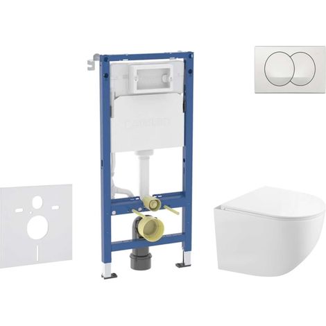 Bâti-support WC Geberit Duofix avec réservoir Delta 12 cm – Cuvette compacte Gaia Rimless – Abattant SoftClose – SANI11CA3150B