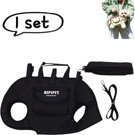 pièce - Sac de transport pour animaux - Sac à dos portable et respirant avec bandoulière - Sac à main/épaule - Bandoulière de voyage légère - [Taille M] Convient aux chiens de 4 à 6 kg - Zwart (1/5)