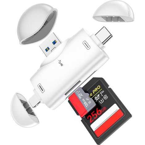 SD-Kartenleser für iPhone, iPad, Android, Mac, Computer, Kamera, 3-in-1-USB-C-zu-Micro-SD-Kartenleser, Wildkamera-Viewer, tragbarer Speicherkartenleser, SD-Kartenadapter für SD-Karten und TF / keine A (1/5)