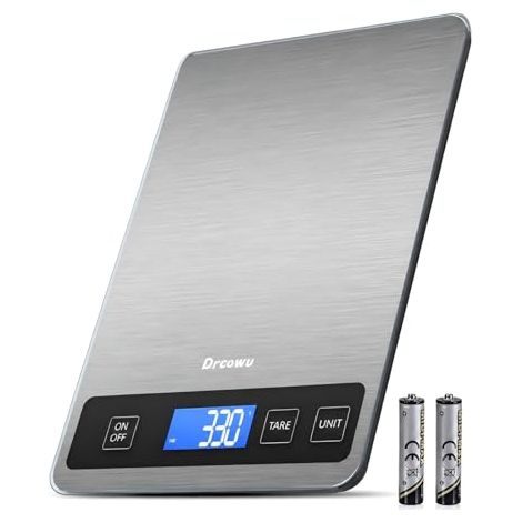 Balance de cuisine numérique 15 kg pour la préparation des repas, Pèse alimentaire électronique en Acier inoxydable avec précision de 1g, écran LCD, Fonction tare, g/kg/ml/lb/oz, Bouton tactile (1/5)