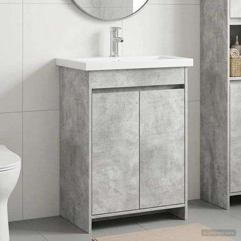 vidaXL Badezimmermöbel-Set Betongrau 81 x 40 x 84,5 cm Holzwerkstoff (1/5)