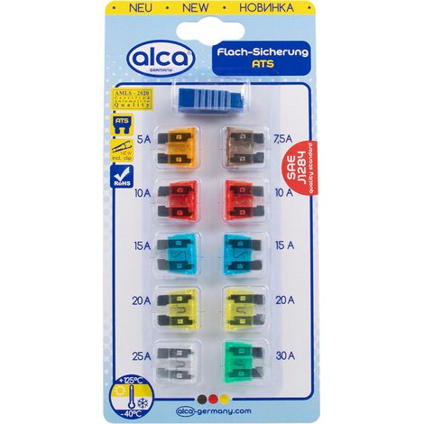 alca® Flach-Sicherungen 5 - 30 A 10 St. Blister blau braun transparent rot gelb grün orange Auto Caravan Traktor Bus Motorrad Kfz Pkw Lkw etc. (1/3)