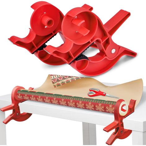 Lot de 2 pinces à papier cadeau, distributeur de papier cadeau avec dévidoir de ruban adhésif intégré, pinces à papier cadeau pour Halloween et Noël (1/5)
