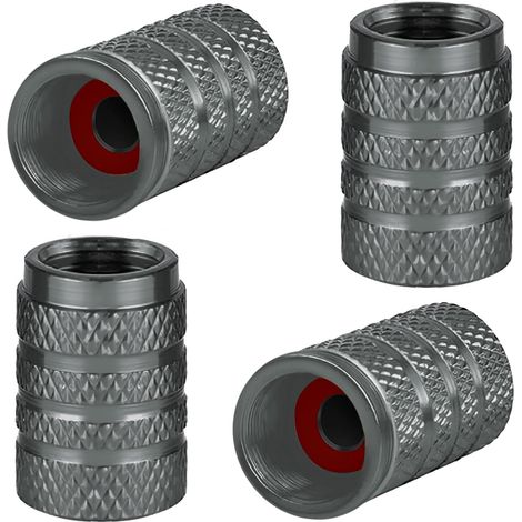 bouchons de valve de pneu en aluminium pour pneus de voiture, bouchons de valve universels avec joint d'étanchéité pour moto, camion, vélo, scooter électrique, SUV, poussette (gris) (1/5)