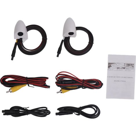 1 paire de caméras latérales pour voiture AHD 1280 x 720 720p, grand angle, étanches, pour marche arrière, pour véhicule, 12 V CC, blanc (1/5)