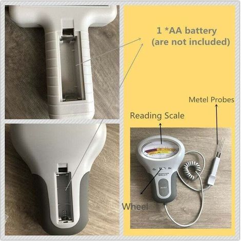 Testeur de pH et Chlore 2-en-1 Électrique, Appareil de Mesure CL2 pour Piscine et Spa avec Écran LCD (1/5)