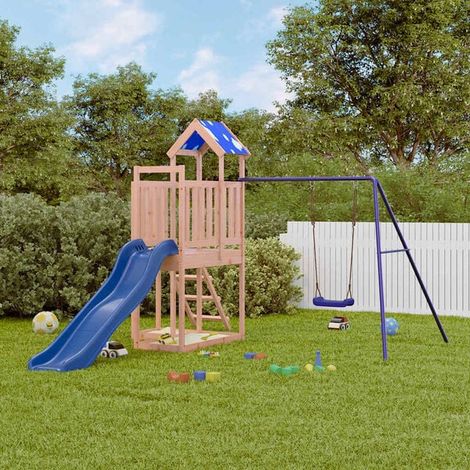 Aire de jeux extérieure : Aire de jeux d'extérieur bois de pin massif jeu extérieur enfant, aire de jeu jardin, balançoire enfant , pour jardin, usage domestique , enfant 3-8 ans (1/5)