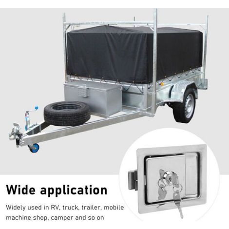 Loquet Boîte À Outils - Acier Inoxydable 304 - Pour Camions Et Camping-Cars - 128 X 102 Mm - Avec 2 Clés (1/5)
