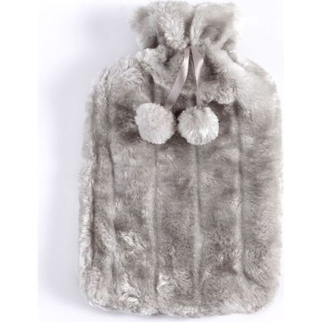 Bouillotte 2L bouillotte chauffante bouillotte adulte et enfant bouillotte isolante bouillotte lit peluche, gris clair (1/4)