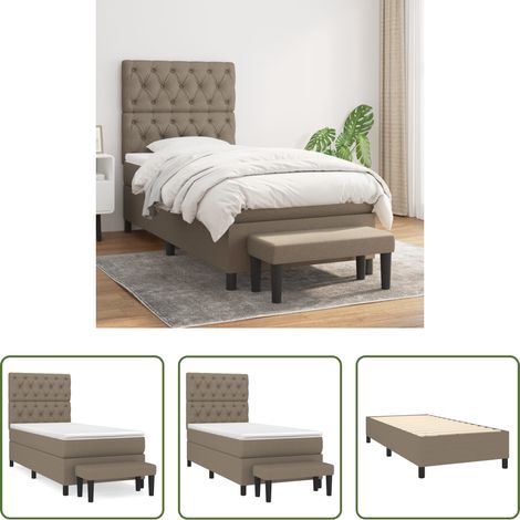 Matratze - Boxspringbett mit Matratze Taupe 80x200 cm Stoff (1/5)