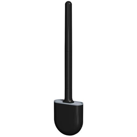 Brosse Toilette Silicone Plate Paquet De 1,Brosse WC Mural,Brosse De Toilette à Long Manche De Salle De Bain à SéChage Rapide,Brosses De Toilette Et Supports Et Base Anti-Goutte(Noir) (1/5)