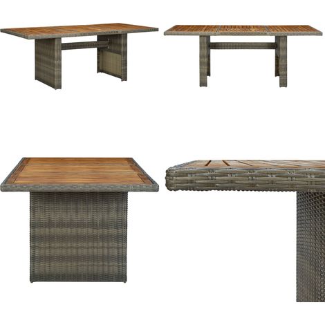 Gartentisch Braun Poly Rattan und Akazie Massivholz - Esstisch - Gartentisch - Outdoor Möbel - Holztisch - Rattan Tisch - Home & Living (1/5)