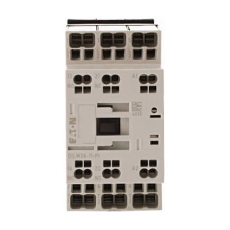 Eaton Contactor de potencia, 3 polos, 380 V 400 V 18,5 kW, 1 S, 1 Ö, RDC 24: 24 - 27 V DC, accionamiento de CC, bornes Push-in, 199298