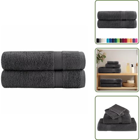 Saugfähigkeit - vidaXL Premium Handtücher SOLUND 2 Stk. Anthrazit 50x100 cm 600 g/m² - Maschinenwaschbar (1/5)