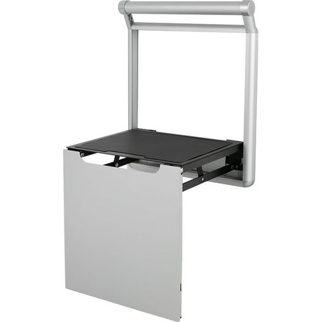 Duschsitz Klappbar, Wandmontage Duschklappsitz bis 150kg Tragkraft Zusammenklappbar Duschhocker für Senioren Schwangere usw (Silber)