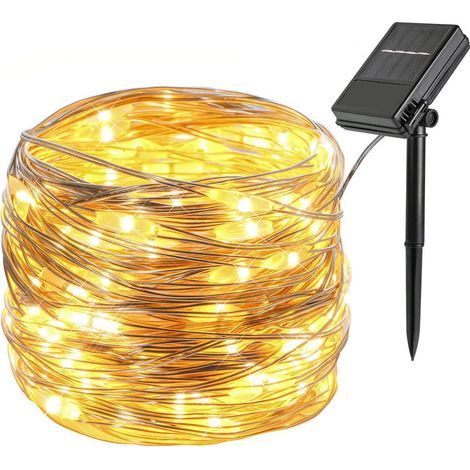 Lumières de Noël, 12 M, 100 LED, RVB, 8 modes, étanche IP45, batterie/panneau solaire, blanc chaud (1/5)