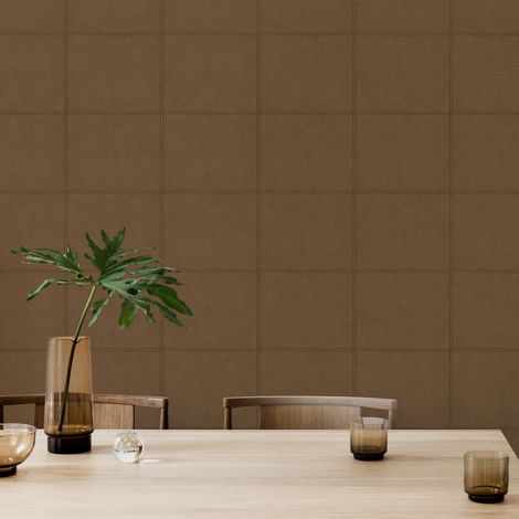 Papier peint intissé Effet cuir 1005 x 52cm Cognac (1/5)