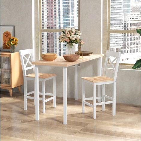 Chaise bar lot de 2 en pin naturel style campagne HAVRYA (1/5)